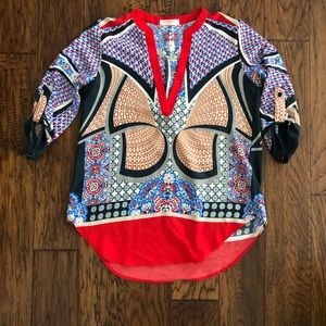 Renee C. v-neck printed blouse multi-color